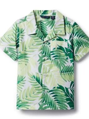 Janie and Jack Boys Palm Leaf Button Down Shirt - size 8
